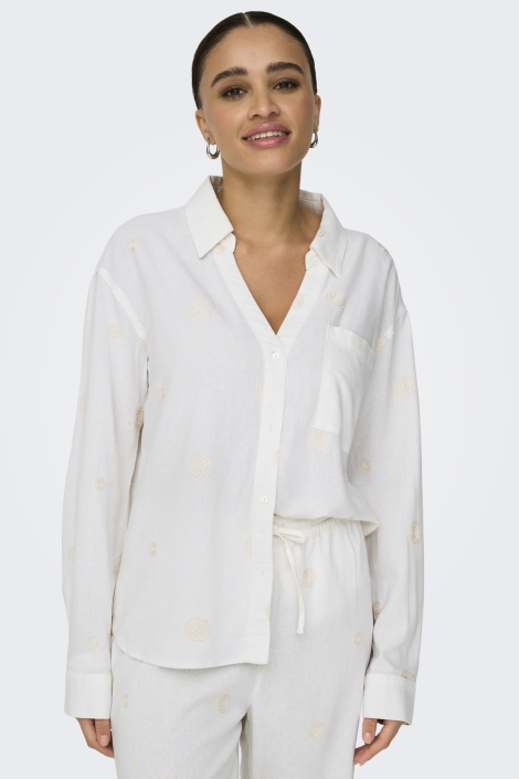 Only onlcaro l/s linen bl emb shirt cc p